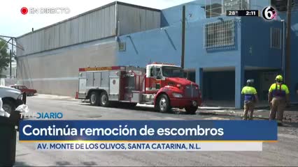 Telediario noticia A dos días del incendio de una fábrica en el parque industrial de Santa Catarina, continúan las labores de las corporaciones.