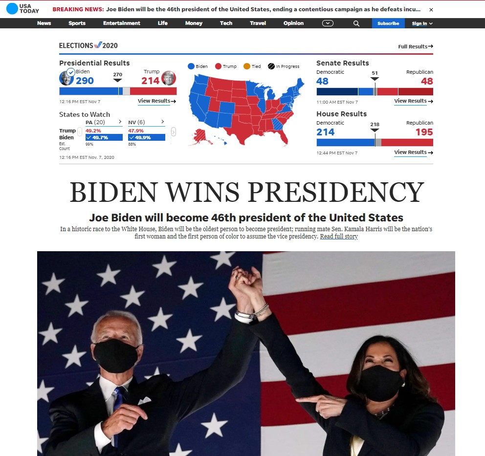"Biden derrota a Trump", así retratan medios estadounidenses e internacionales triunfo demócrata