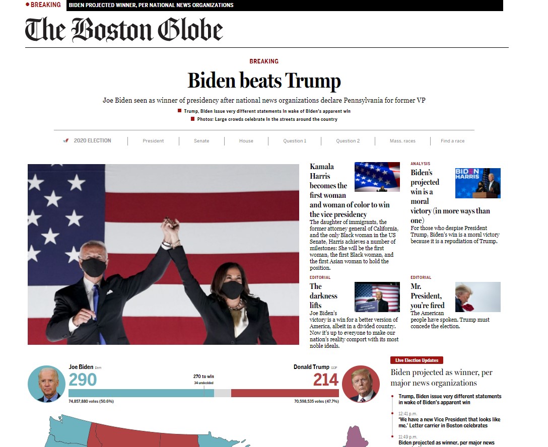 "Biden derrota a Trump", así retratan medios estadounidenses e internacionales triunfo demócrata