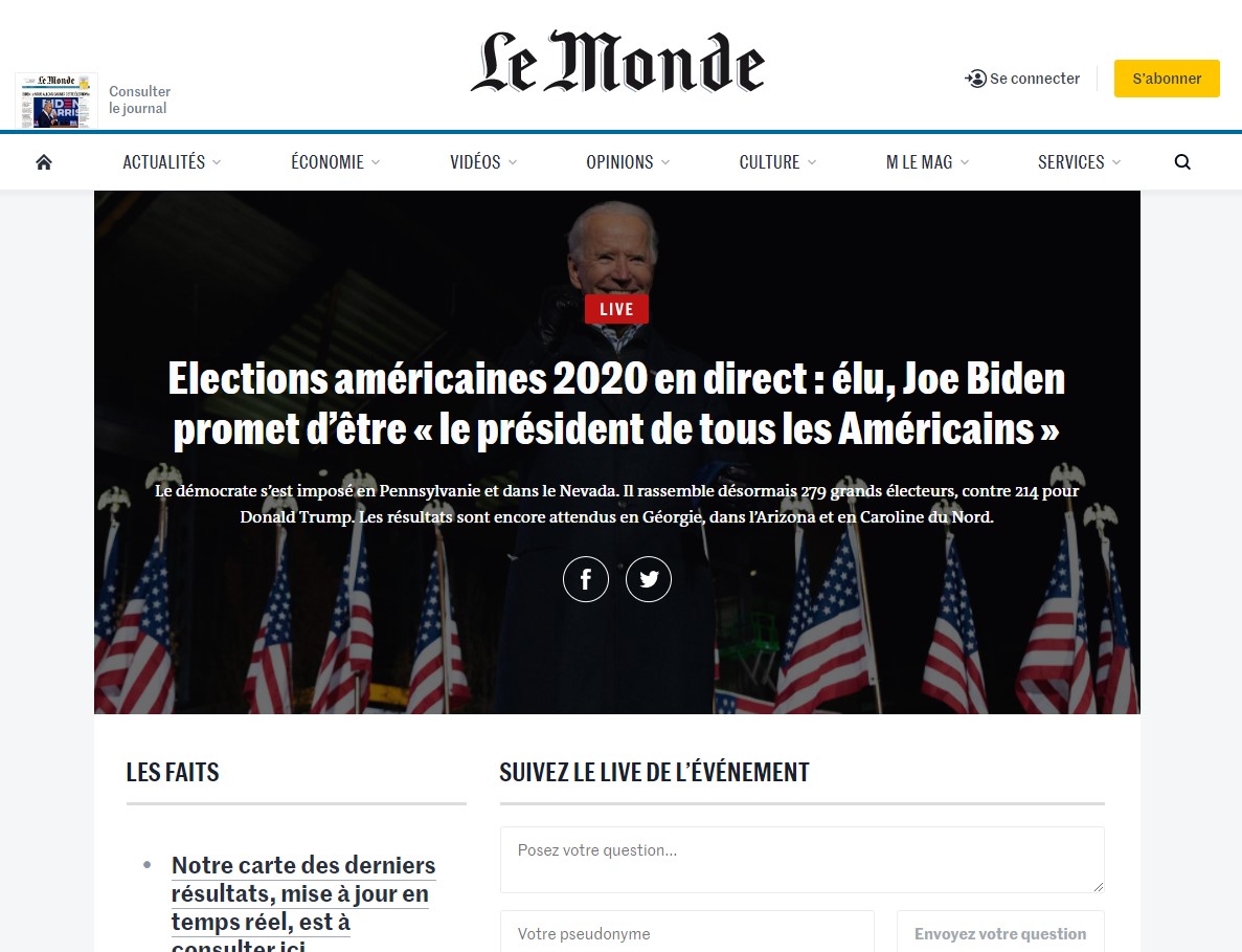 "Biden derrota a Trump", así retratan medios estadounidenses e internacionales triunfo demócrata