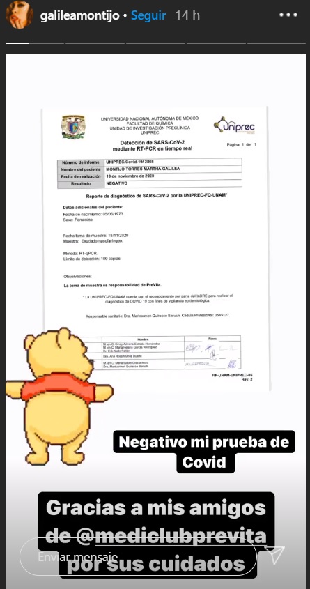 ¡Se recupera!: Da Galilea Montijo negativo a prueba de Covid-19
