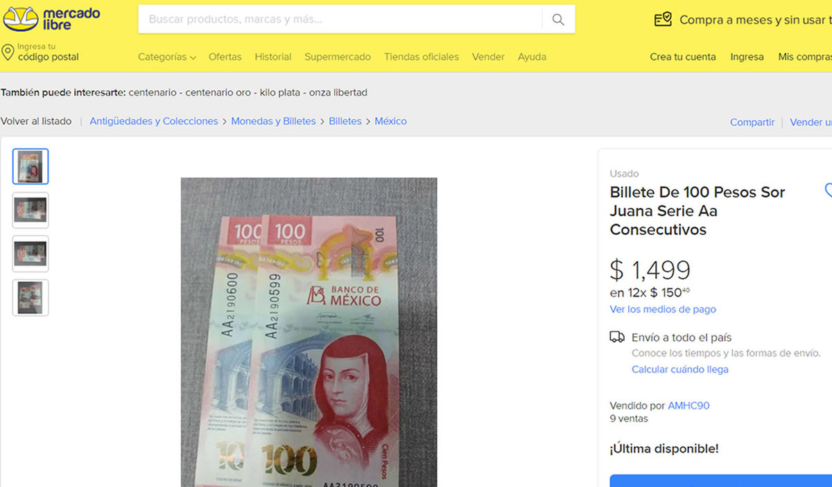 Nuevo billete de Sor Juana Inés de la Cruz se vende hasta en 6 mil pesos