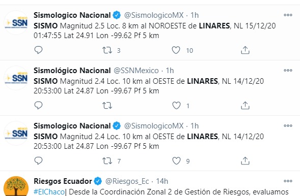 Reportan dos sismos más, ahora en Linares