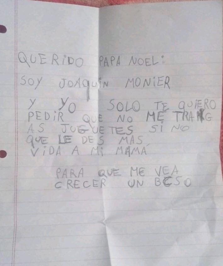 Niño se vuelve viral por carta a Santa Claus: pide salud para su madre con cáncer