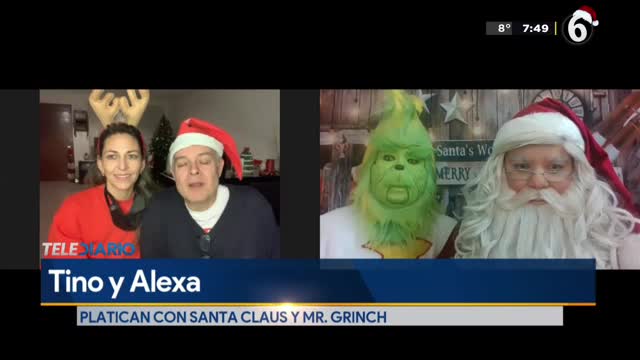 Charlan Tino y Alexa con Santa Claus... ¡y el Grinch!