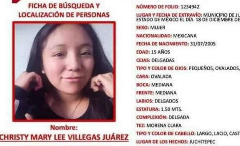 Encuentran colgada a un ábol a Christy, menor de edad desaparecida en Edomex