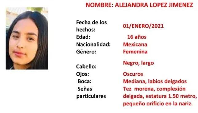 Buscan desesperadamente a Alejandra; desapareció el primer día de 2021