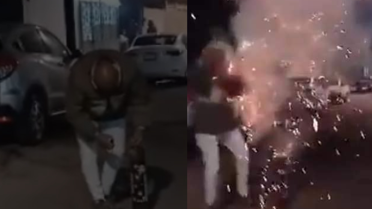 VIDEO: Hombre queda gravemente herido tras EXPLOTARLE cohete en la cara 