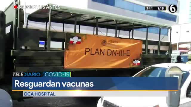 Telediario noticia Resguarda Sedena vacunas contra Covid-19 en hospital del Centro 