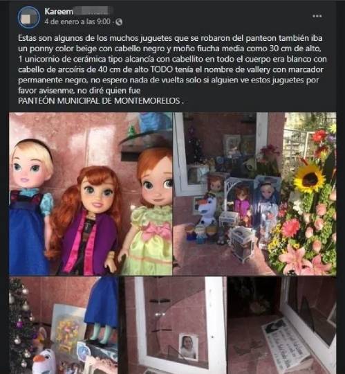 INDIGNANTE: Roban juguetes de la tumba de una niña en panteón de Nuevo León