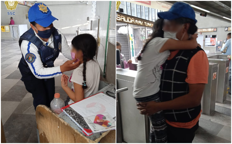 Policías ayudan a niña a reunirse con su papá, luego de que saliera a buscarlo
