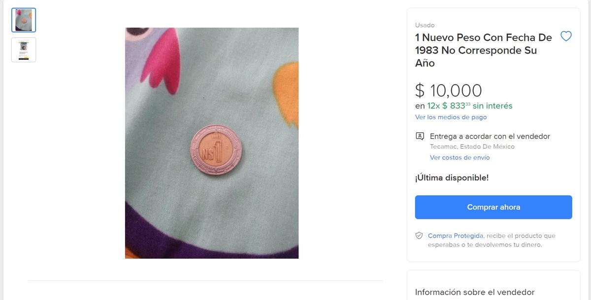 ¿Tienes alguna? Venden moneda de 1 peso hasta en 10 mil pesos en internet