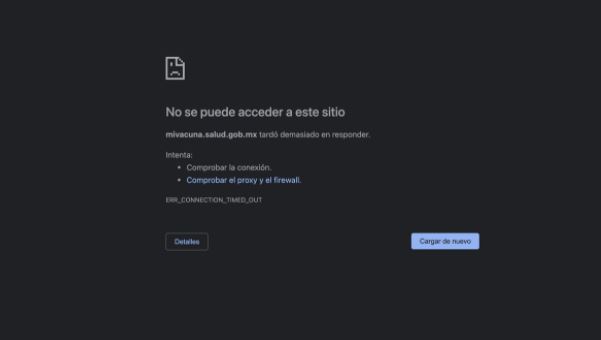 Falla página de registro para vacunación anticovid de adultos mayores 