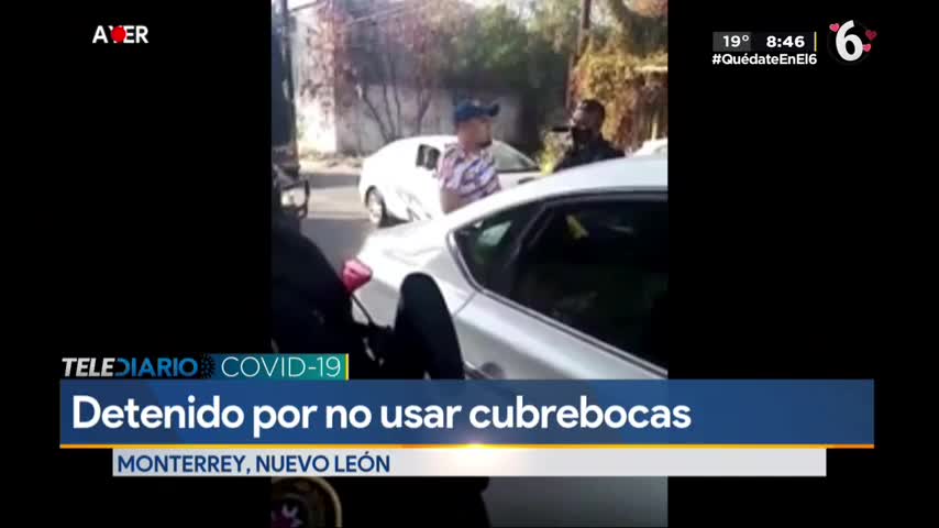 Telediario noticia Detienen a un hombre por no usar cubrebocas a bordo de su auto 