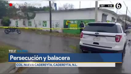Telediario noticia Balacera y persecución deja dos detenidos en Cadereyta 