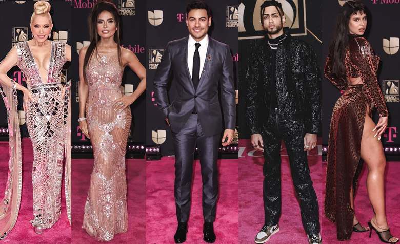 Famosos posan en alfombra de los Premios Lo Nuestro 2021