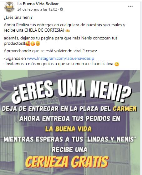 En apoyo a las ‘nenis’, cervecería se convierte en punto de entrega