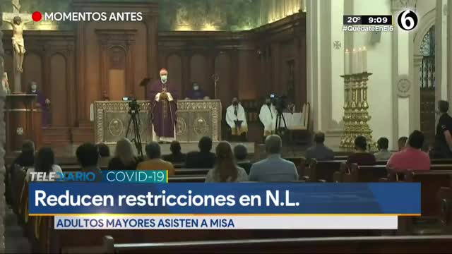 Telediario noticia En punto de las 7:00 horas en la catedral de Monterrey se ofició la primera celebración eucarística.