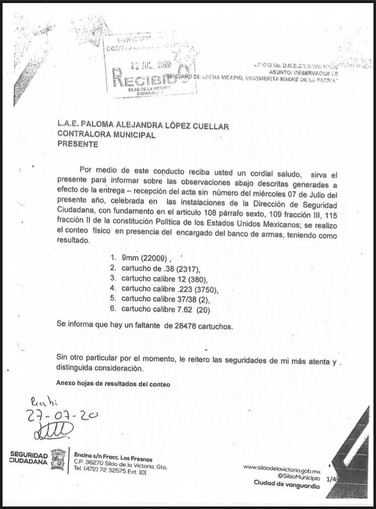 En Silao se le “pierden” a la policía municipal más de 28 mil cartuchos