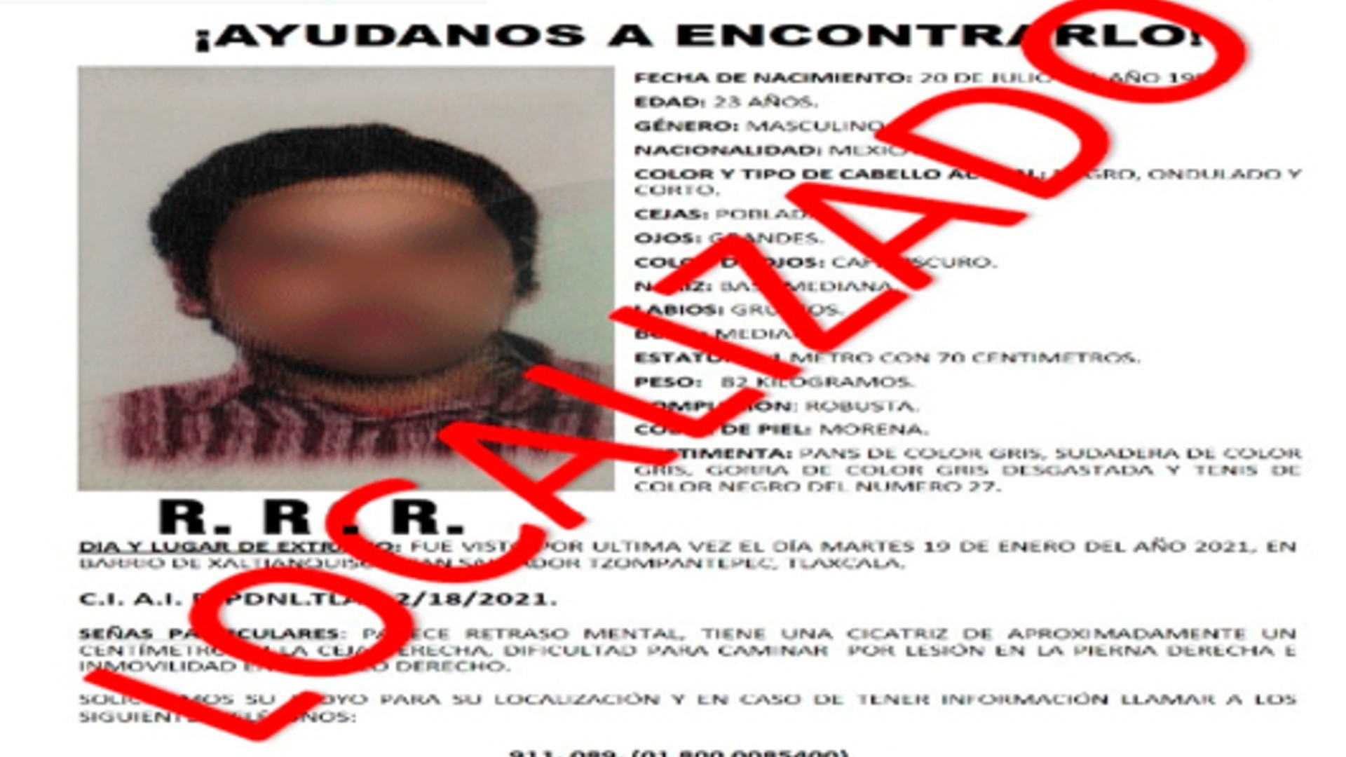 Localizan en Puebla a joven reportado como extraviado en Tzompantepec