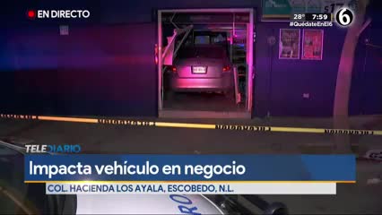 Conductora impacta su auto contra depósito de cerveza en Escobedo; hay un hombre lesionado 