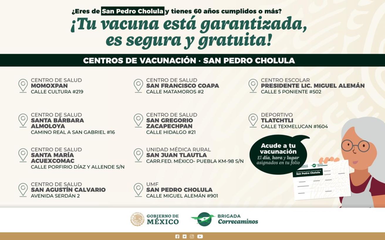 Diez módulos para la aplicación de vacuna contra el Covid-19 instalados en San Pedro Cholula