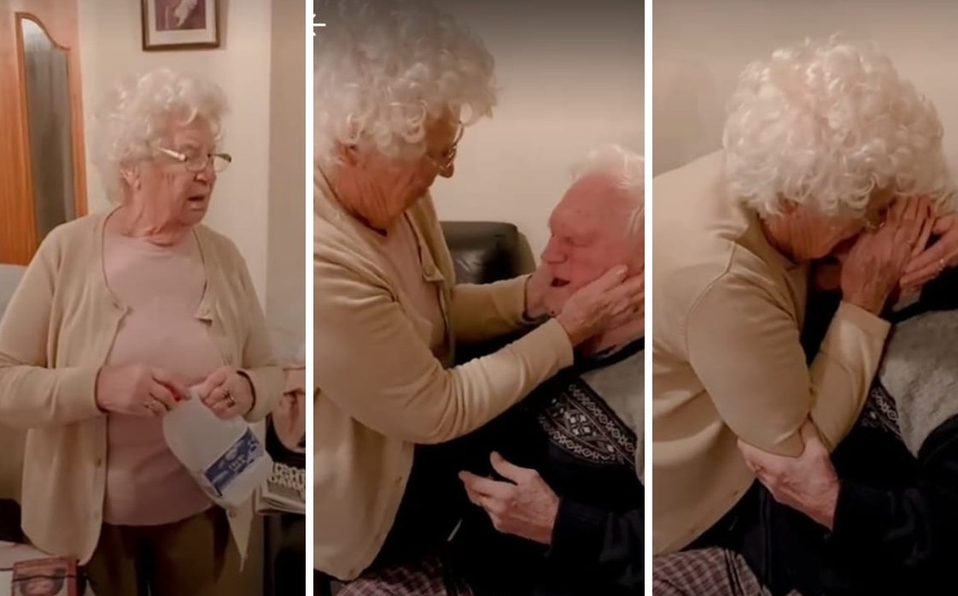 Abuelita se encuentra con su esposo que salió del hospital; conmovedor video se hace viral