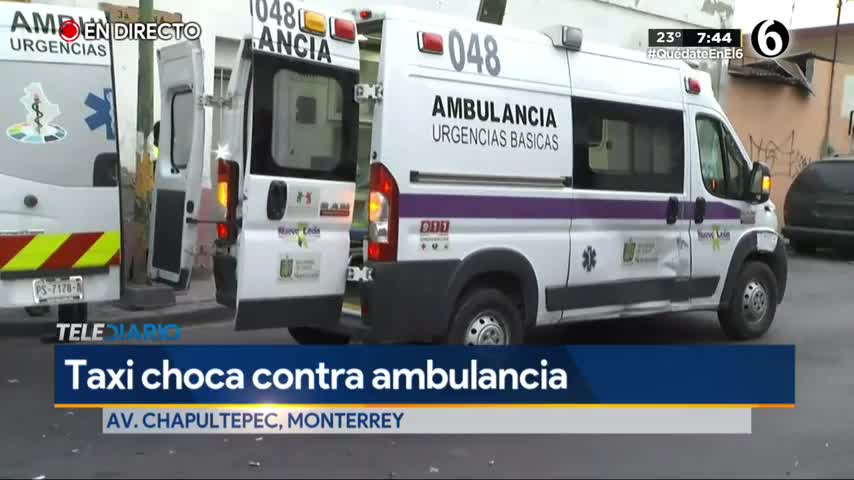 Telediario noticia Taxista se impacta contra ambulancia; hay dos lesionados