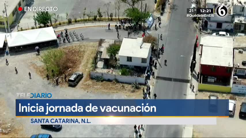 Telediario noticia Adultos mayores hacen largas filas para recibir vacuna anticovid en Santa Catarina