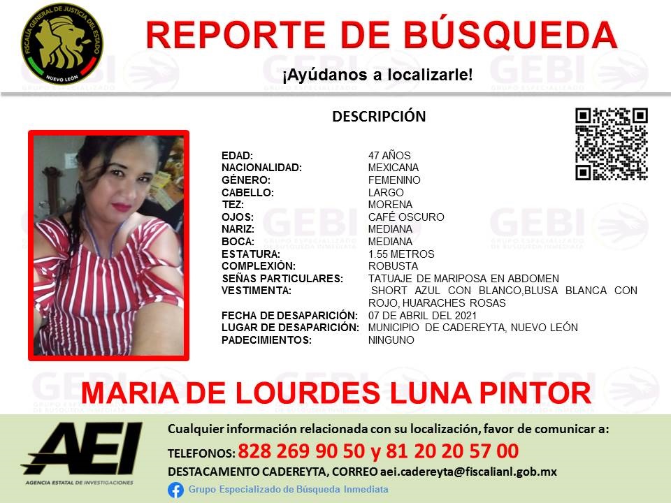 Reportan desaparición de una mujer en Cadereyta