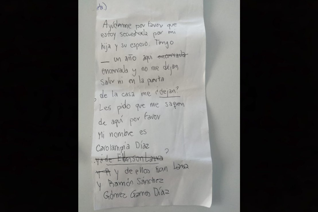 Revelan carta de abuelita que denunció secuestro ante módulo COVID-19