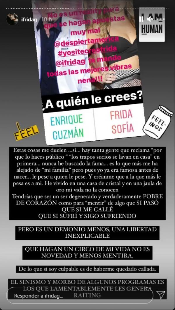 Tras negar haber abusado de ella, Frida Sofía le responde a Enrique Guzmán