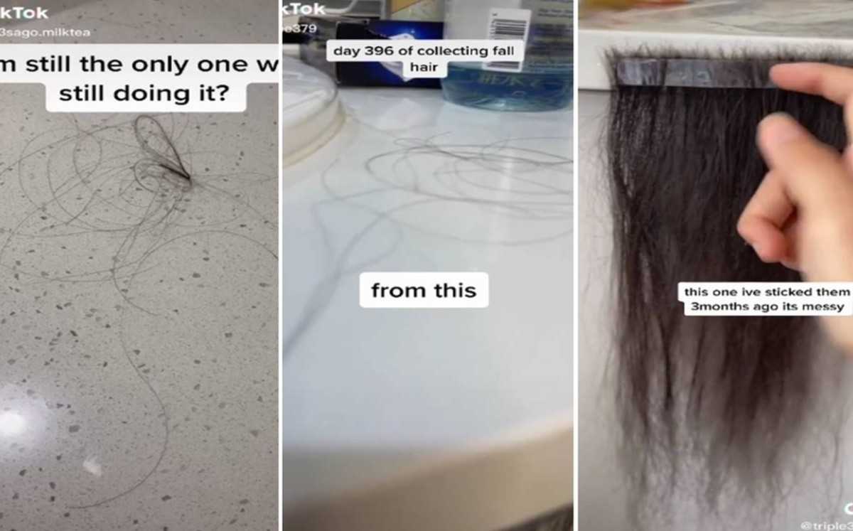 Mujer recolecta cabello que se le cae en un año para hacerse extensiones