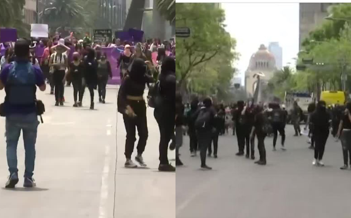 Feministas marchan por víctimas de Línea 12 y causan destrozos a su paso