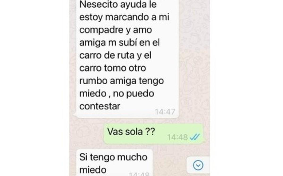 “El carro tomó otro rumbo tengo miedo"; Nancy desapareció y este fue su último mensaje