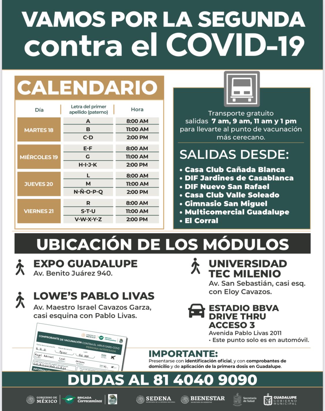 Abre Guadalupe línea telefónica por dudas para aplicación de vacuna contra Covid-19