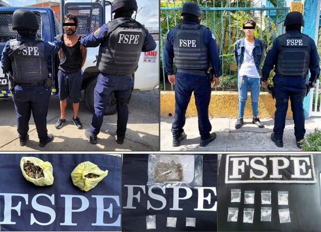 FSPE detiene a dos hombres y asegura 31 dosis de droga