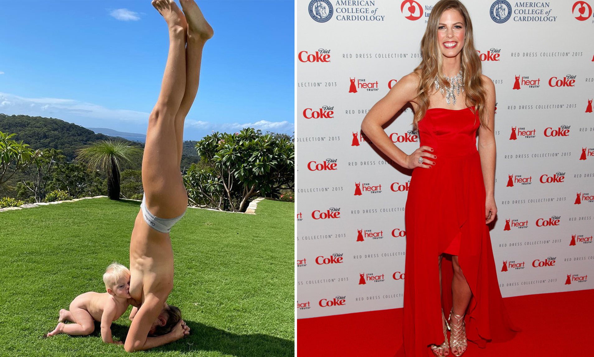 Medallista olímpica causa polémica por amamantar a su hijo mientras hace yoga