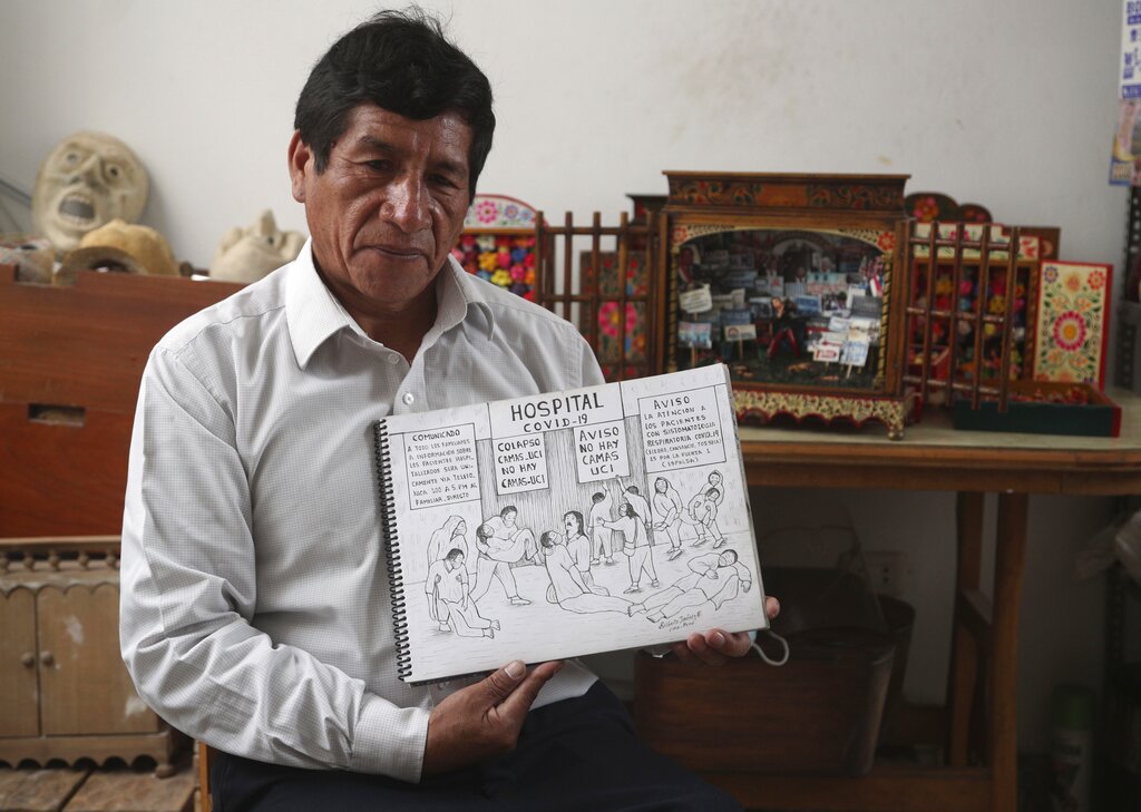 Artista retrata historias trágicas de la pandemia en 100 dibujos