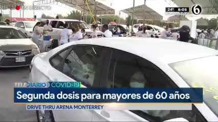 Telediario noticia Inicia aplicación de segunda dosis de vacuna anticovid para adultos mayores en Monterrey
