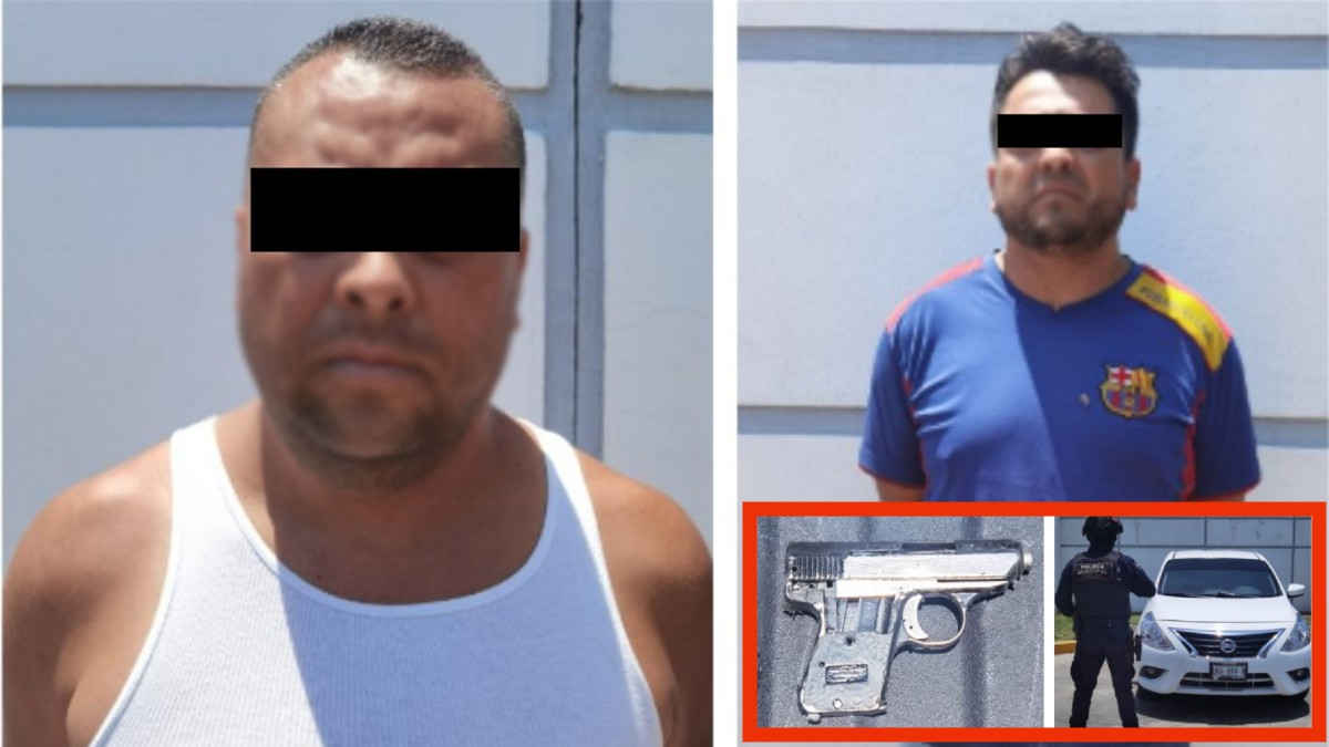 Detienen a dos por posesión de arma de fuego y auto robado en Celaya
