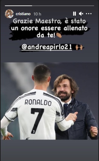 Cristiano Ronaldo se despide a Andrea Pirlo con emotivo mensaje