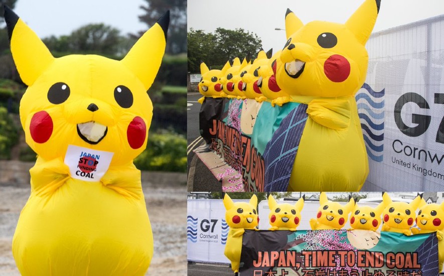 En plena cumbre del G7 pikachus toman las calles para protestar