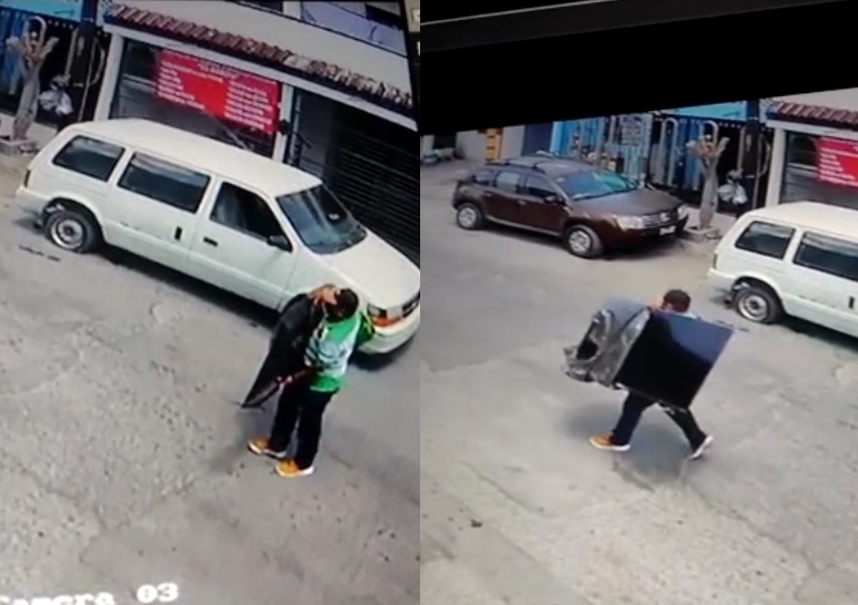 VIDEO: Hombre entra 2 veces a la misma casa y roba pantallas en Apodaca