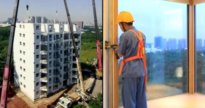Impresionante: Construyen edificio de 10 pisos en menos de 29 horas