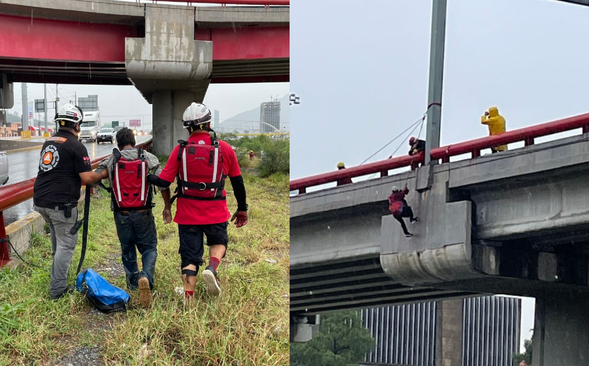 Rescatan a dos hombres tras ser arrastrados por corriente en el río Santa Catarina 