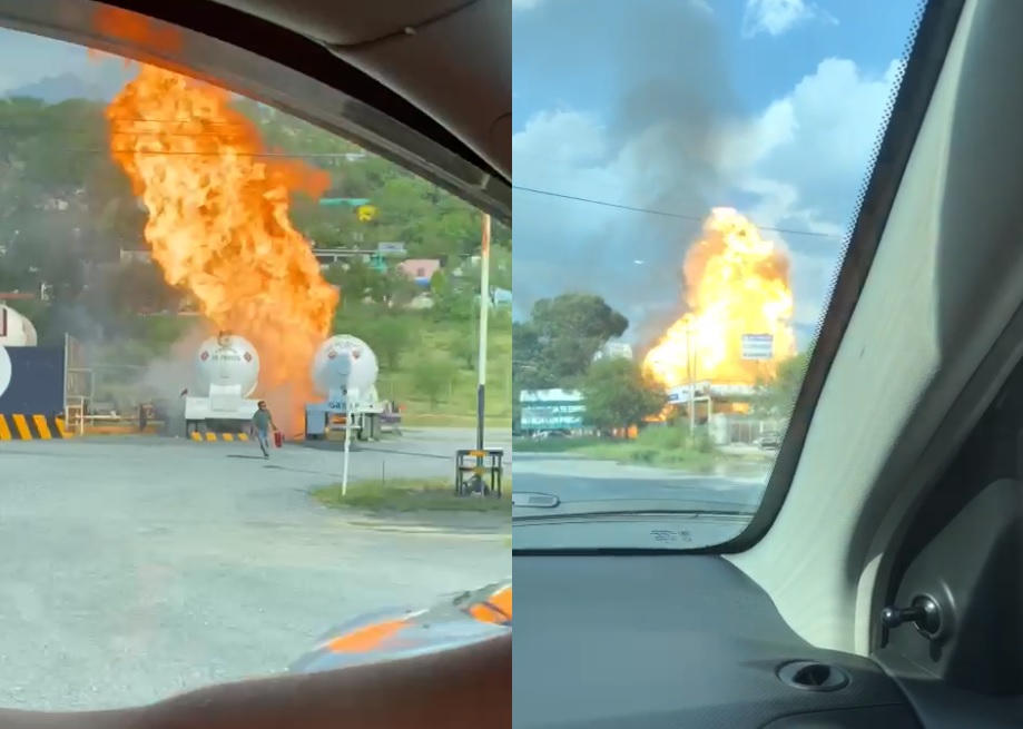 Captan en video explosión de pipas en una gasera en Montemorelos