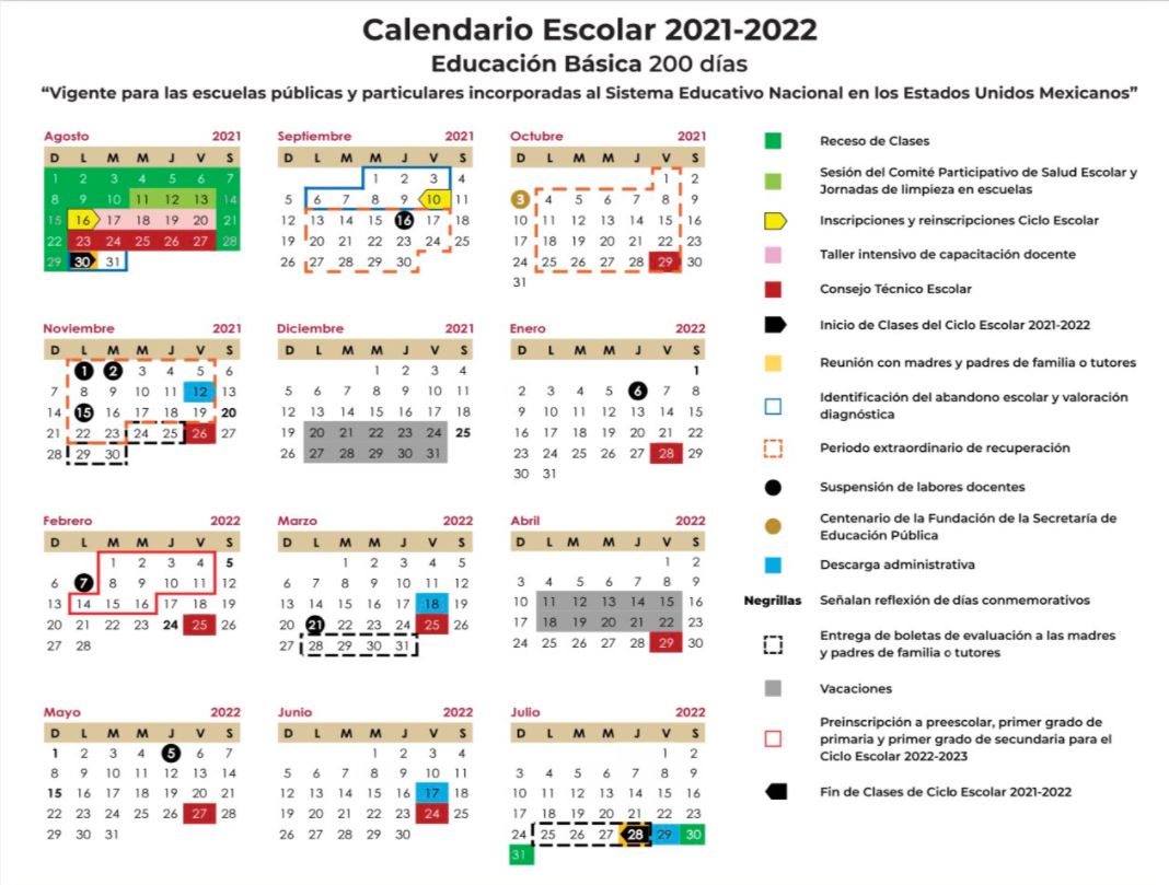 ¿Cuándo serán los puentes? Conoce el calendario escolar 2021-2022