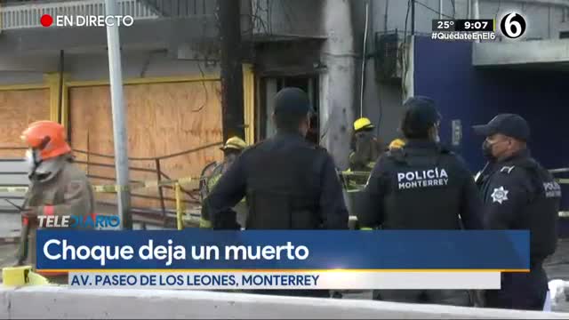 Telediario noticia Automovilista se impacta contra poste y restaurante en avenida Leones; hay un muerto 