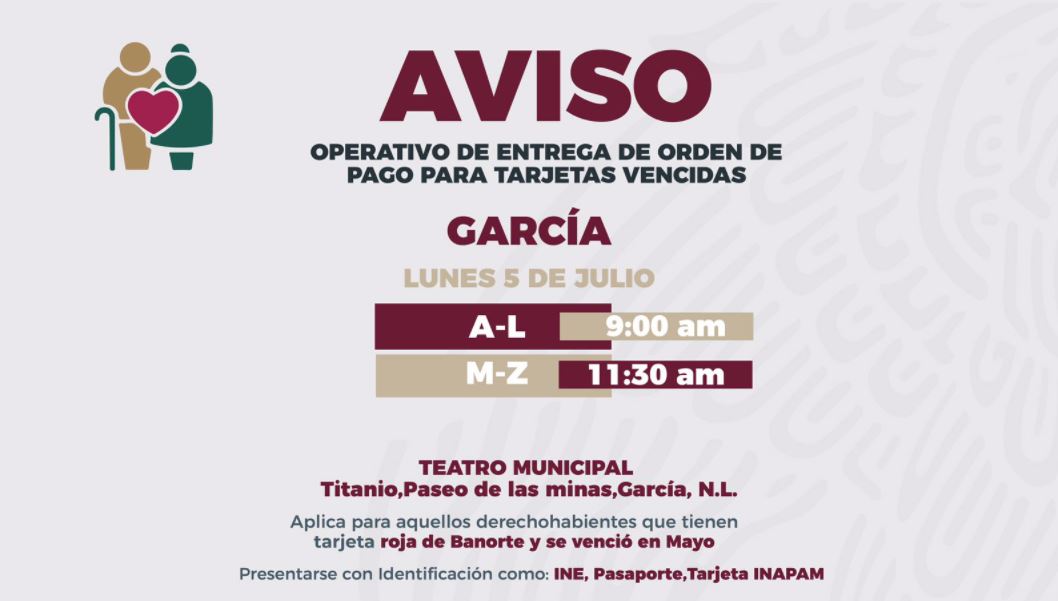 Bienestar da fechas para entrega de orden de pago por programas sociales en NL
